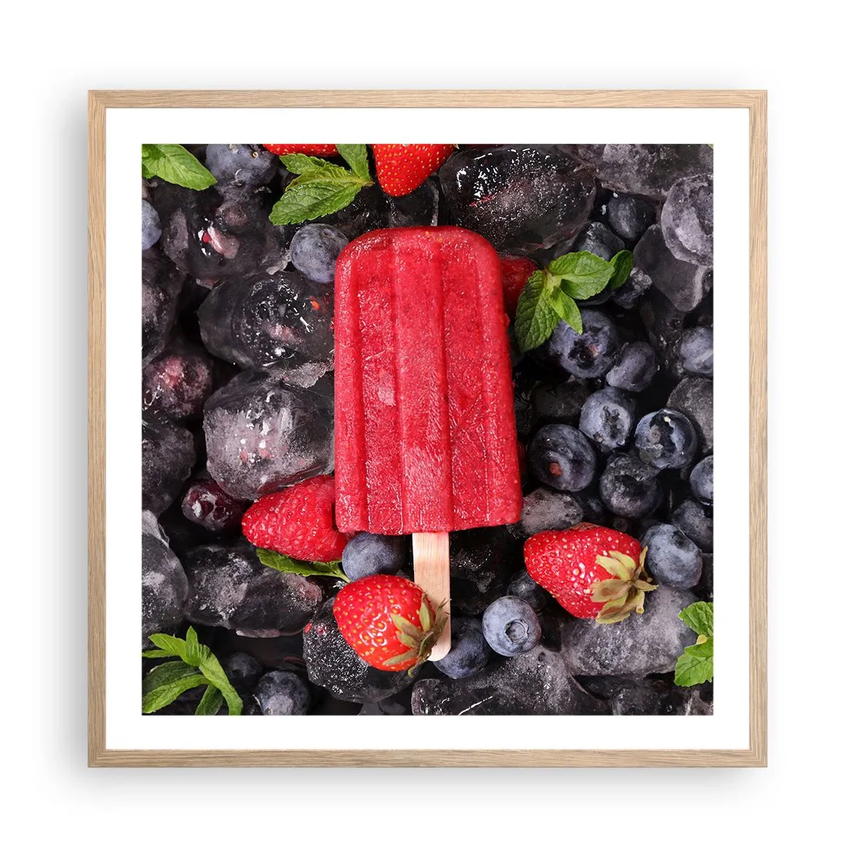 Poster in einem Rahmen aus heller Eiche - So schmeckt der heiße Sommer - 60x60 cm