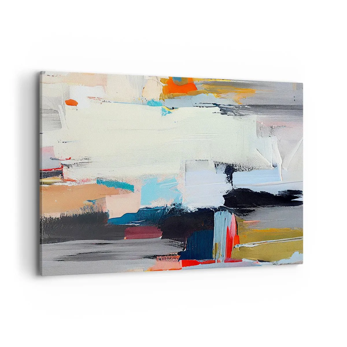 Bild auf Leinwand - Leinwandbild - Farbenfrohe Abstraktion mit dynamischen Pinselstrichen - 120x80cm - Gibt es eine Methode? - Moderne Wanddekoration für Wohnzimmer und Schlafzimmer ARTTOR