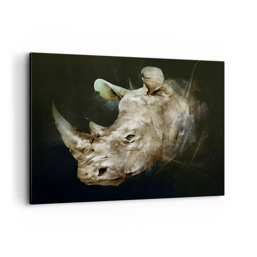 Bild auf Leinwand - Leinwandbild - Porträt eines Nashorns in künstlerischer Form - 120x80cm - Eine wahrhaft männliche Stärke - Moderne Wanddekoration für Wohnzimmer und Schlafzimmer ARTTOR