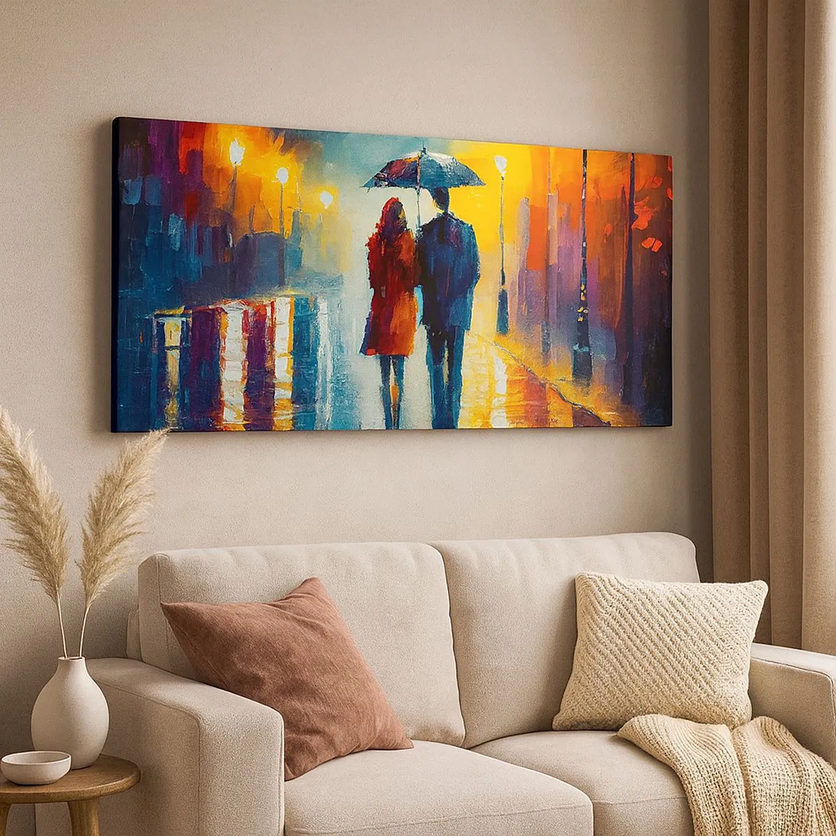 Bild auf Leinwand - Leinwandbild - Gemeinsam – eine bunte Nacht - 100x40 cm