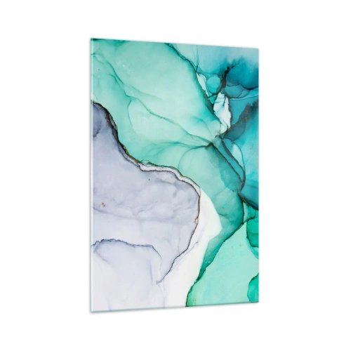 Glasbild - Bild auf glas - Abstraktes Muster in Türkis- und Weißtönen - 70x100cm - Eine Studie in Türkis - Moderne Wanddekoration für Wohnzimmer und Schlafzimmer ARTTOR