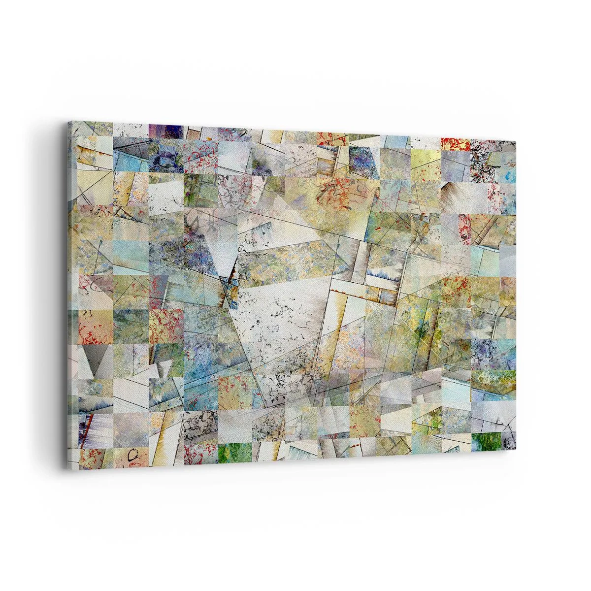 Bild auf Leinwand - Leinwandbild - Bunte Abstraktion mit geometrischen Formen und Linien - 100x70cm - Geometrische Mischung - Moderne Wanddekoration für Wohnzimmer und Schlafzimmer ARTTOR