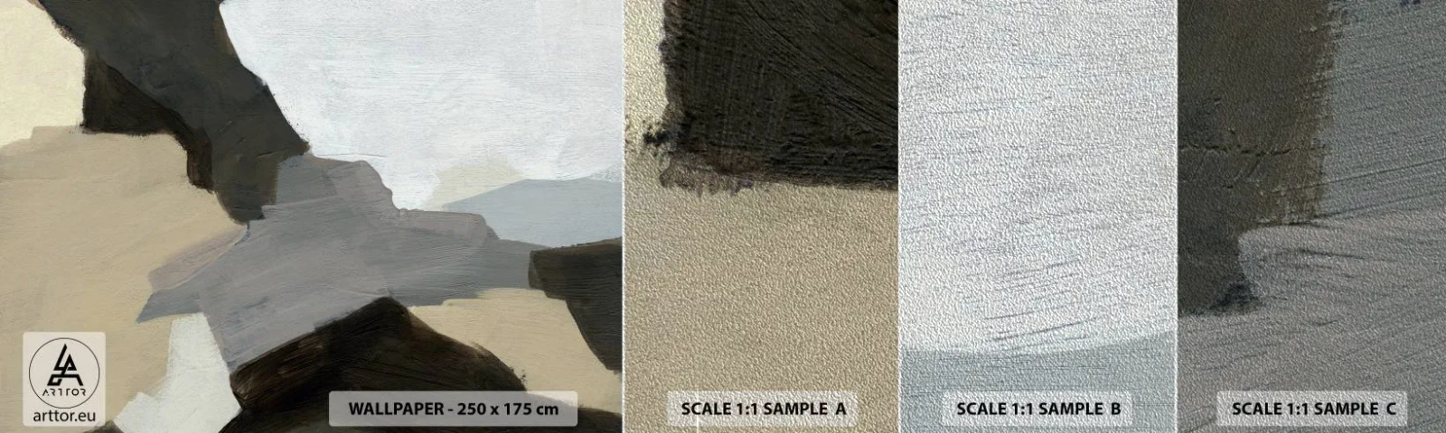 Fototapeten Muster Premium Sand - Abstraktion: Scheideweg des Graus - Abstraktion, Stück, Farben - 100x30 cm