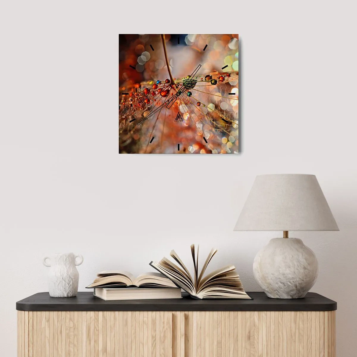 Wanduhr - Glasuhr - Auf einem Spinnenfaden aufgefädelt - 30x30 cm