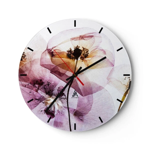 Wanduhr - Glasuhr - Transparente Körperblumen - 40x40 cm