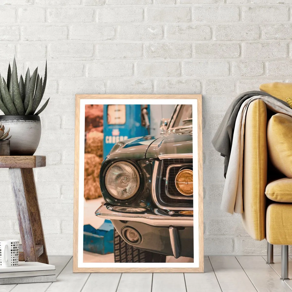 Poster in einem Rahmen aus heller Eiche - Treffen mit einer Legende - 61x91 cm