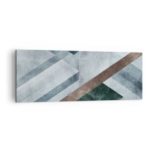 Bild auf Leinwand - Leinwandbild - Geometrische Formen in kühlen Blau- und Brauntönen - 140x50cm - Anspruchsvolle Eleganz der Geometrie - Moderne Wanddekoration für Wohnzimmer und Schlafzimmer ARTTOR