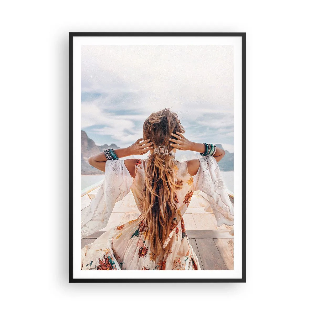 Poster in einem schwarzem Rahmen - Auf dem Weg zum Glück - 70x100 cm