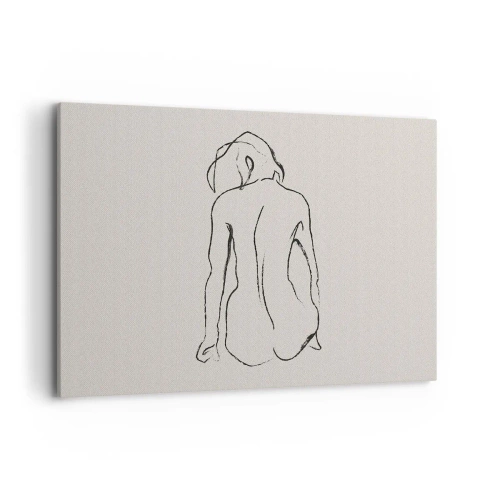 Bild auf Leinwand - Leinwandbild - Eine subtile Skizze der Silhouette eines Mädchens von hinten - 120x80cm - Mädchenakt - Moderne Wanddekoration für Wohnzimmer und Schlafzimmer ARTTOR