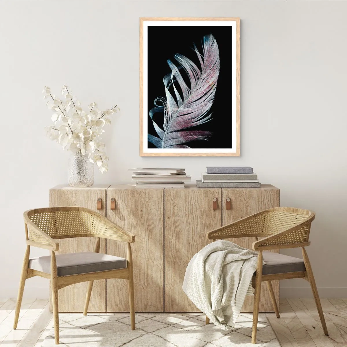 Poster in einem Rahmen aus heller Eiche - Denke an Berührung - 70x100 cm