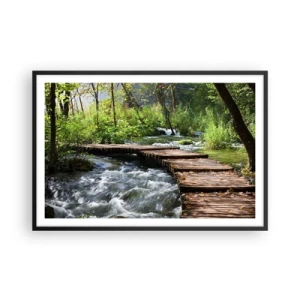 Poster in einem schwarzem Rahmen - Über der schaumigen Kaskade - 91x61 cm