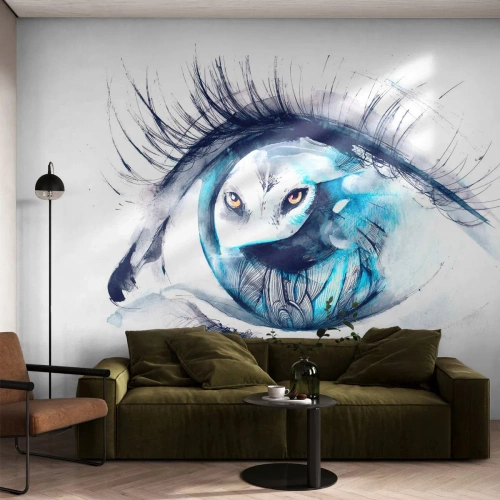 Fototapete Standard Eco - Auge in Auge mit Wildheit - Abstraktion, Auge, Eule - 250x175 cm