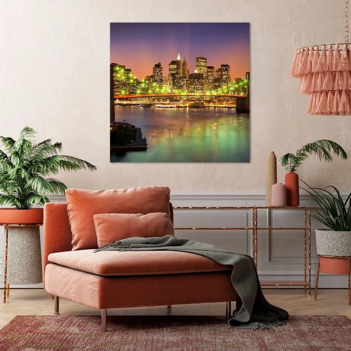 Bild auf Leinwand - Leinwandbild - Hier geht das Licht nie aus - 40x40 cm