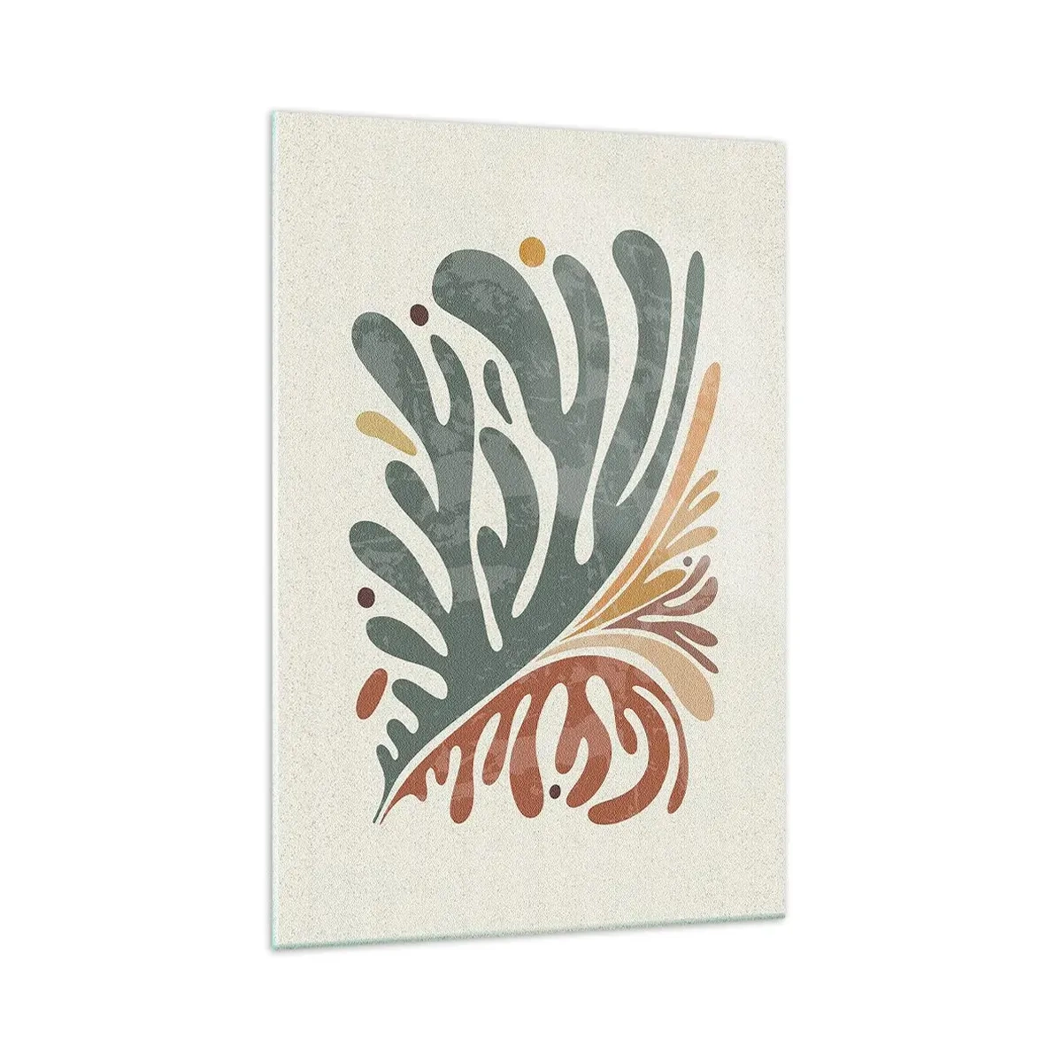 Glasbild - Bild auf glas - Buntes abstraktes Blatt auf hellem Hintergrund - 70x100cm - Mehrfarbiges Blatt - Moderne Wanddekoration für Wohnzimmer und Schlafzimmer ARTTOR
