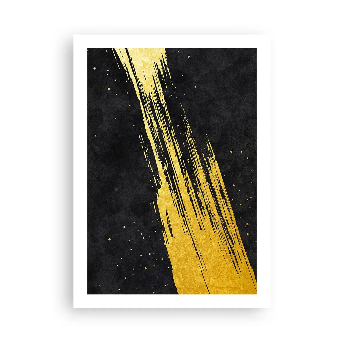 Poster - Goldene Pinselstriche auf schwarzem Hintergrund - 50x70cm - Sprung in den Hyperraum - Moderne Wanddekoration für Wohnzimmer und Schlafzimmer ARTTOR