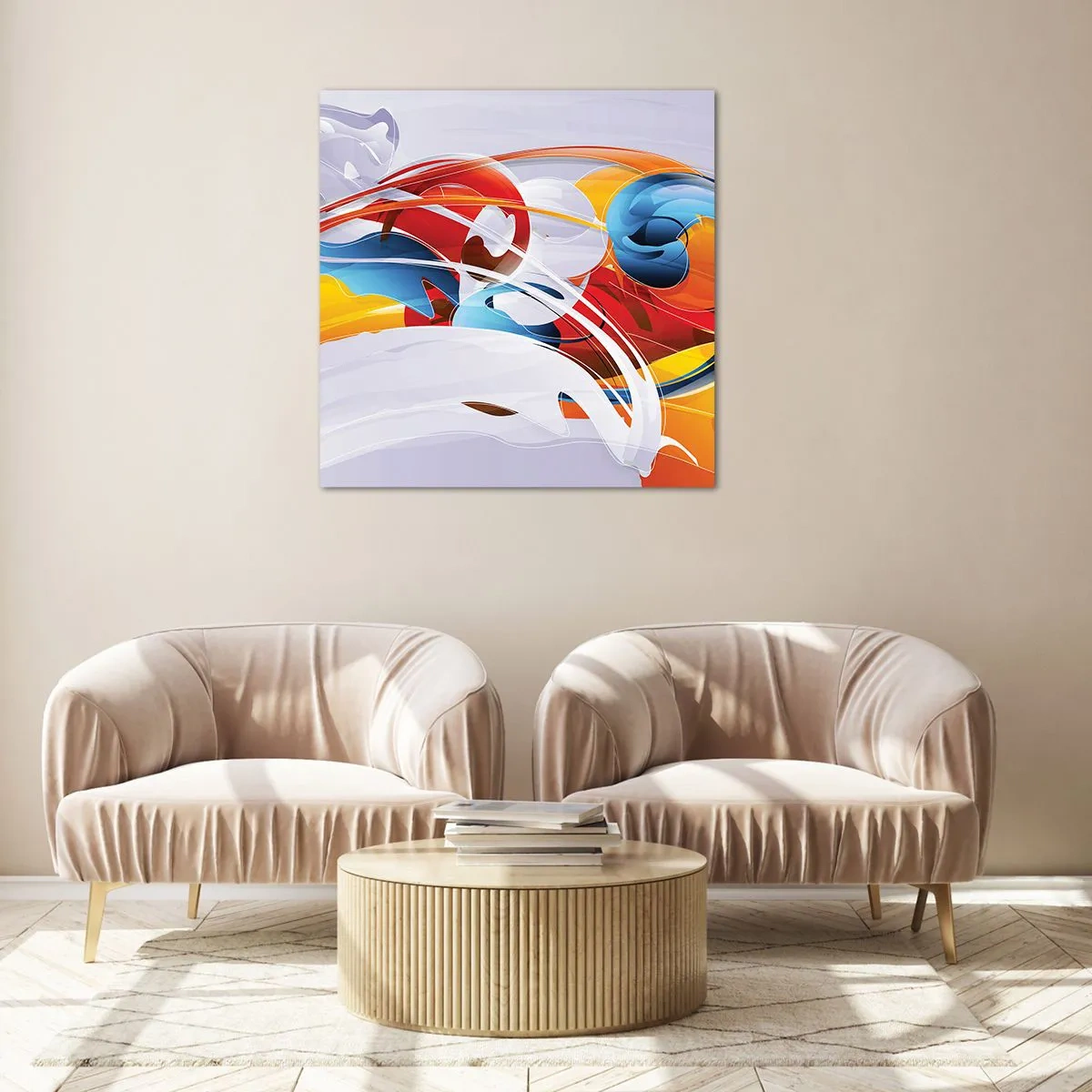 Glasbild - Bild auf glas - Der Tanz der Elemente - 70x70 cm