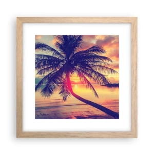 Poster in einem Rahmen aus heller Eiche - Abend unter Palmen - 30x30 cm