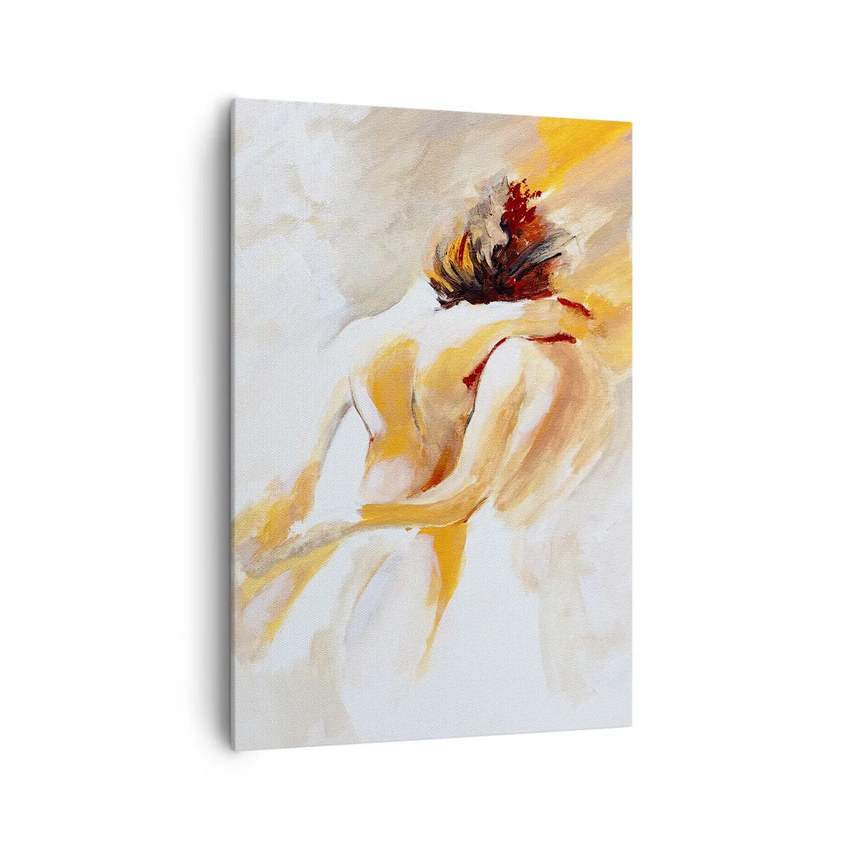 Bild auf Leinwand - Leinwandbild - Abstrakte Szene einer romantischen Umarmung - 70x100cm - Am Himmel der Nähe - Moderne Wanddekoration für Wohnzimmer und Schlafzimmer ARTTOR