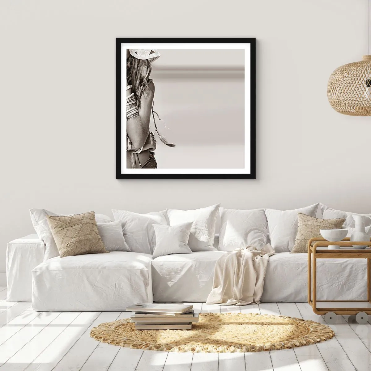 Poster in einem schwarzem Rahmen - Wieso ein Mädchen - 50x50 cm