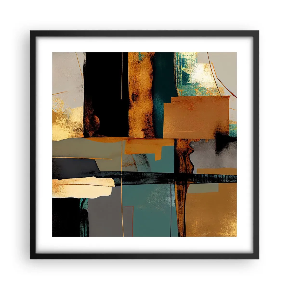 Poster in einem schwarzem Rahmen - Abstraktion – Licht und Schatten - 50x50 cm