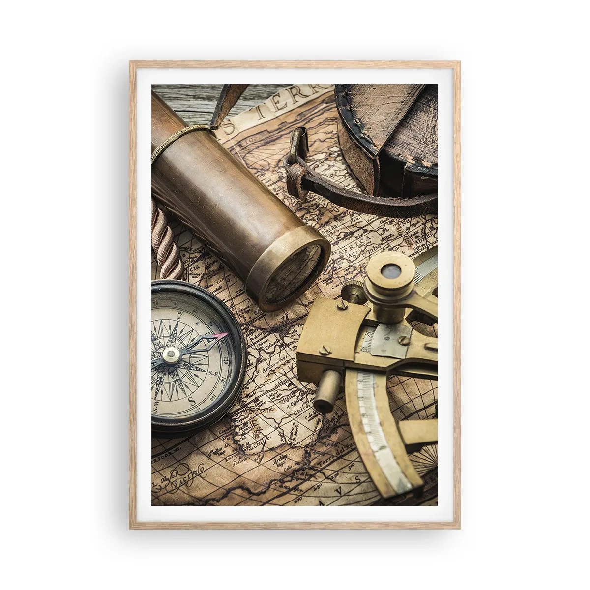 Poster in einem Rahmen aus heller Eiche - Setze Sie einen Kurs - 70x100 cm