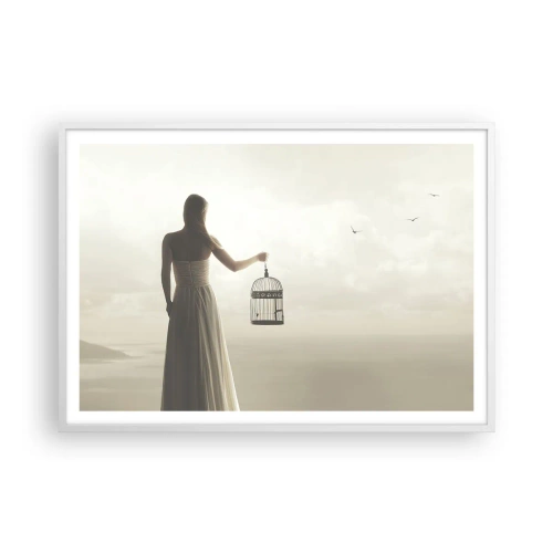 Poster in einem weißen Rahmen - Sei frei - 100x70 cm