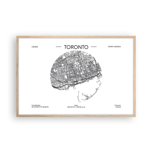 Poster in einem Rahmen aus heller Eiche - Anatomie von Toronto - 91x61 cm