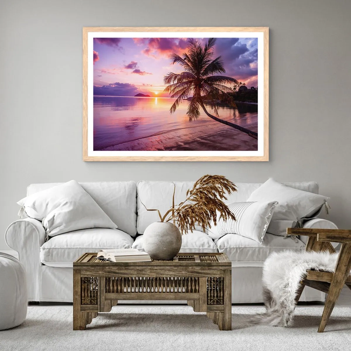 Poster in einem Rahmen aus heller Eiche - Behaglichkeit bis zum Horizont - 91x61 cm