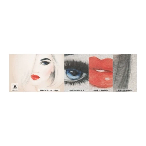 Fototapeten Muster Premium Sand - Es hypnotisiert und berauscht - Porträt einer Frau, Das Gesicht einer Frau, rote Lippen - 100x30 cm