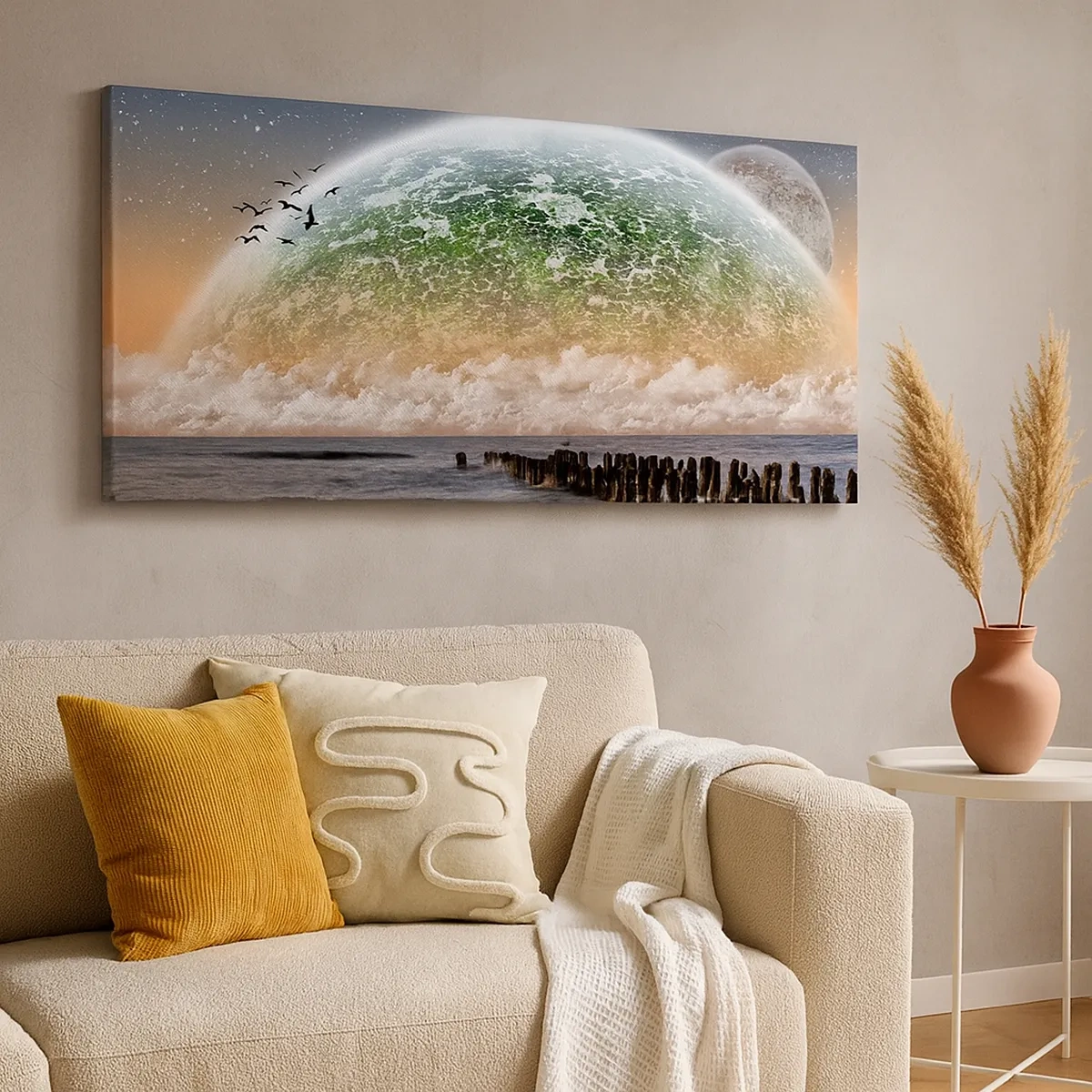 Bild auf Leinwand - Leinwandbild - Und die Welt tauchte aus dem Wasser auf - 30x30 cm