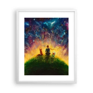 Poster in einem weißen Rahmen - Liebe und Freundschaft - die ganze Welt - 40x50 cm