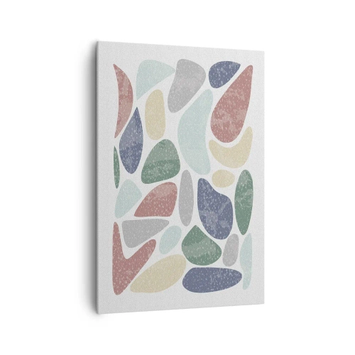 Bild auf Leinwand - Leinwandbild - Bunte organische Formen auf weißem Hintergrund - 70x100cm - Mosaik aus pulverförmigen Farben - Moderne Wanddekoration für Wohnzimmer und Schlafzimmer ARTTOR