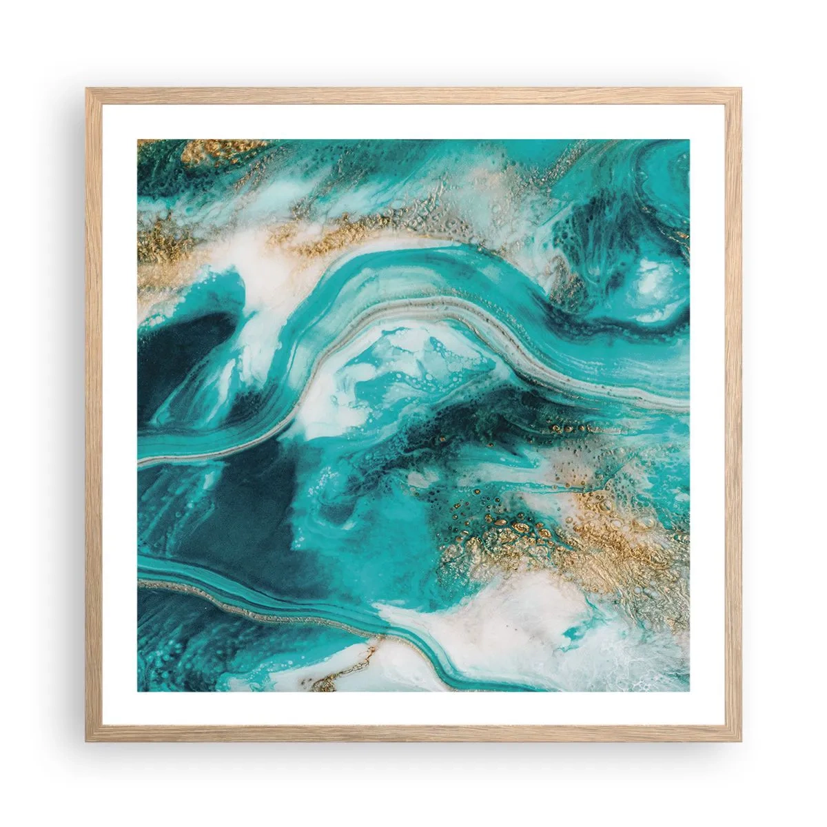 Poster in einem Rahmen aus heller Eiche - Der Fluss aus Gold - 60x60 cm