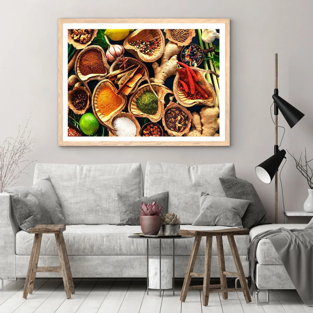 Poster in einem Rahmen aus heller Eiche - Nimm was du willst - 100x70 cm