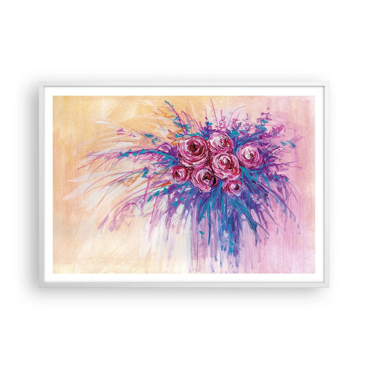 Poster in einem weißen Rahmen - Rosenbrunnen - 100x70 cm