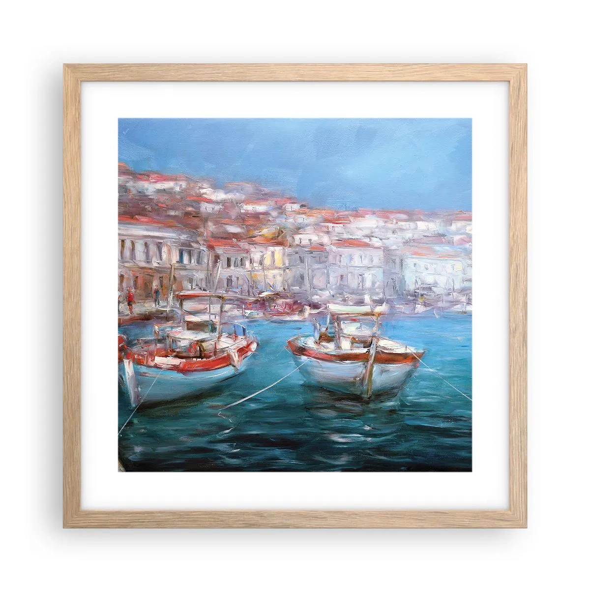 Poster in einem Rahmen aus heller Eiche - Italienische Bucht - 40x40 cm