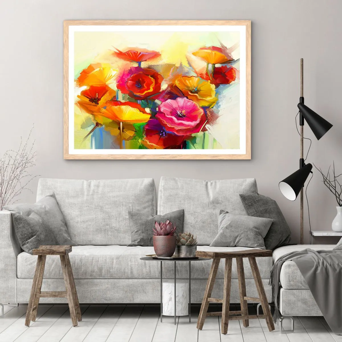 Poster in einem Rahmen aus heller Eiche - Nicht nur rot - 50x40 cm