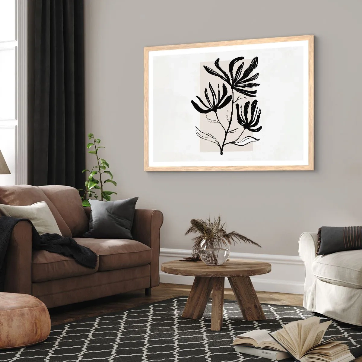 Poster in einem Rahmen aus heller Eiche - Skizze für das Herbarium - 70x50 cm