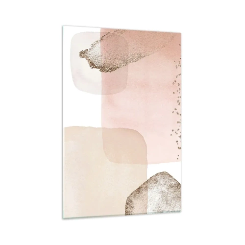 Glasbild - Bild auf glas - Pastellfarbene Flecken mit goldenen Elementen - 80x120cm - Ein Blick durch die Farbe - Moderne Wanddekoration für Wohnzimmer und Schlafzimmer ARTTOR