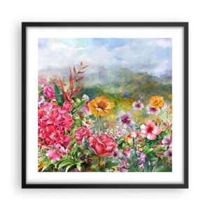 Poster in einem schwarzem Rahmen - Ein Garten, der verrückt geworden ist - 50x50 cm