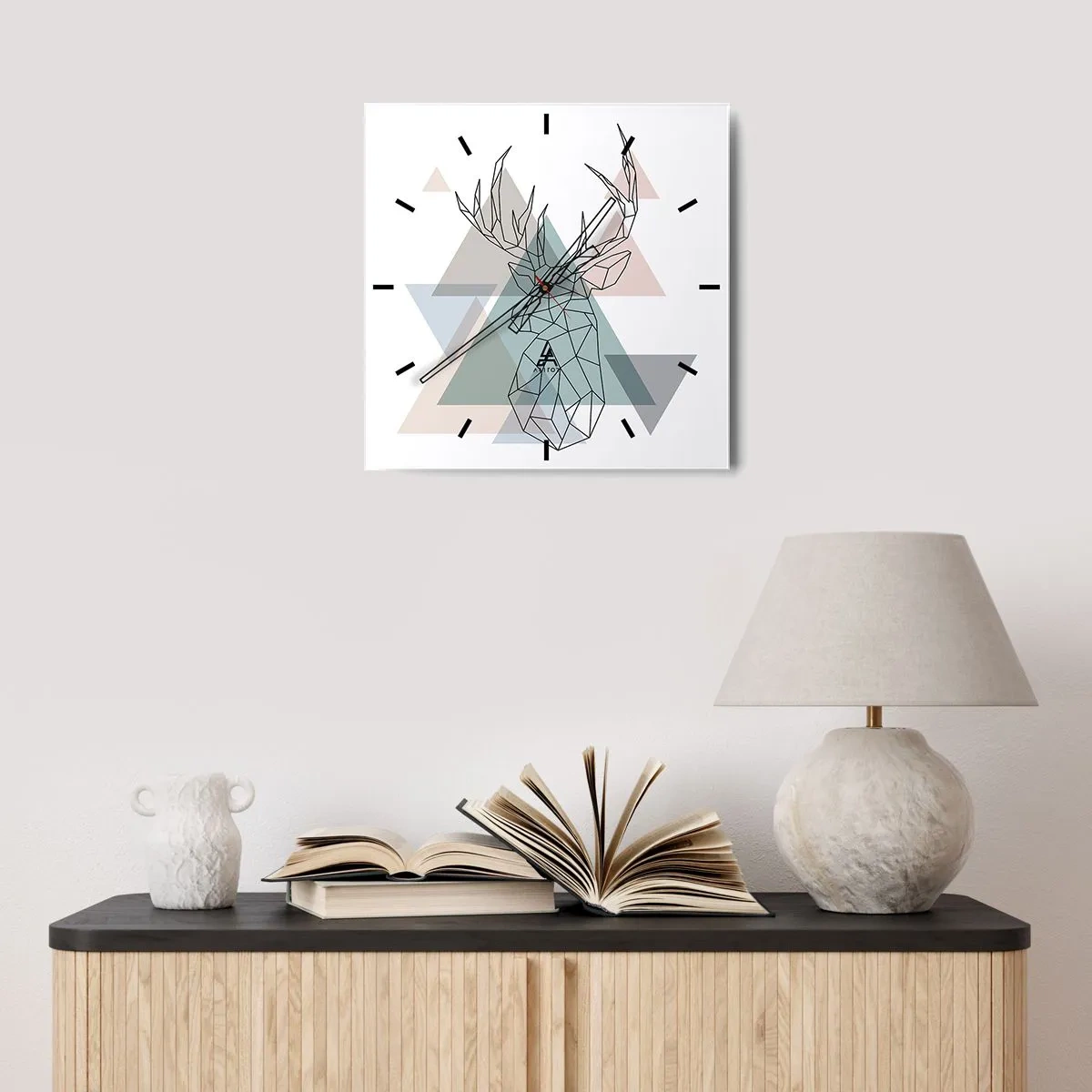 Wanduhr - Glasuhr - In einem geometrischen Wald - 30x30 cm