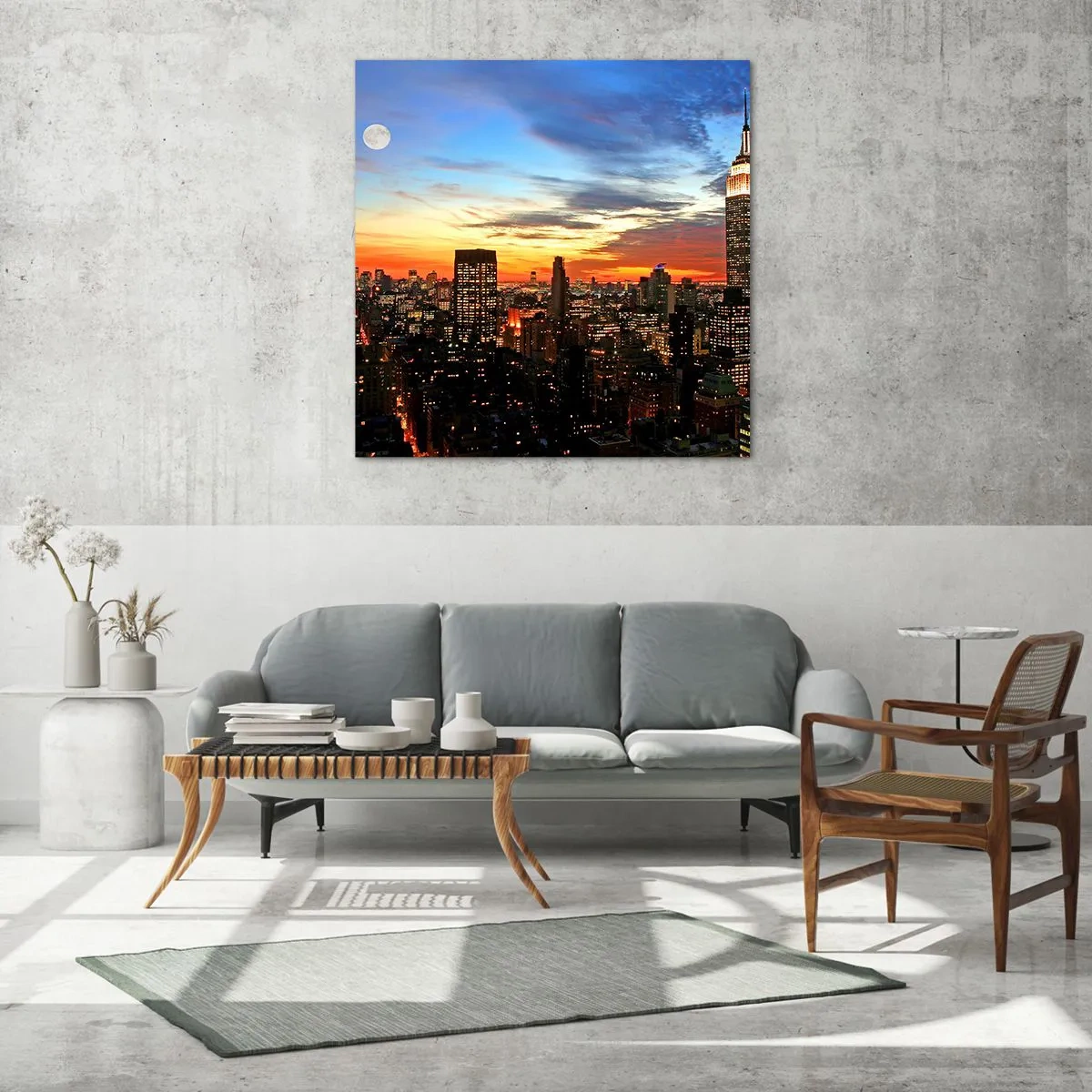 Glasbild - Bild auf glas - Leuchtende amerikanische Nacht - 50x50 cm