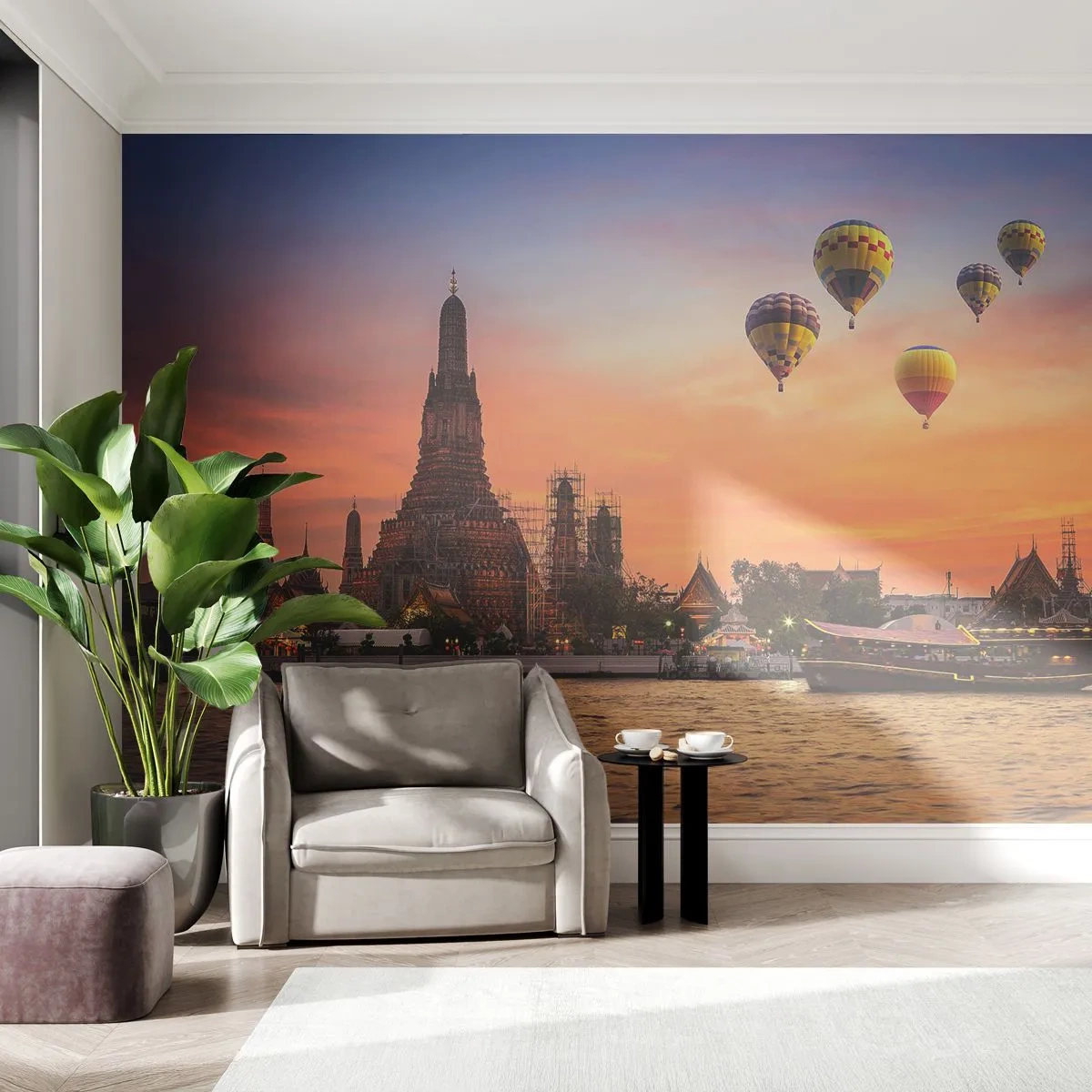 Selbstklebende Fototapete Deluxe Sticker - Hier werden Märchen geboren - Bangkok, Tempel der Morgenröte, Thailand - 100x70 cm