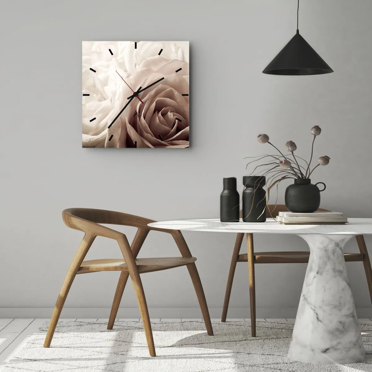 Wanduhr - Glasuhr - Im Herzen der Rose - 30x30 cm