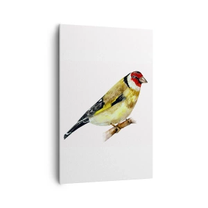 Bild auf Leinwand - Leinwandbild - Ein Vogel mit rotem Kopf auf einem Ast - 80x120cm - Vogelporträt - Moderne Wanddekoration für Wohnzimmer und Schlafzimmer ARTTOR