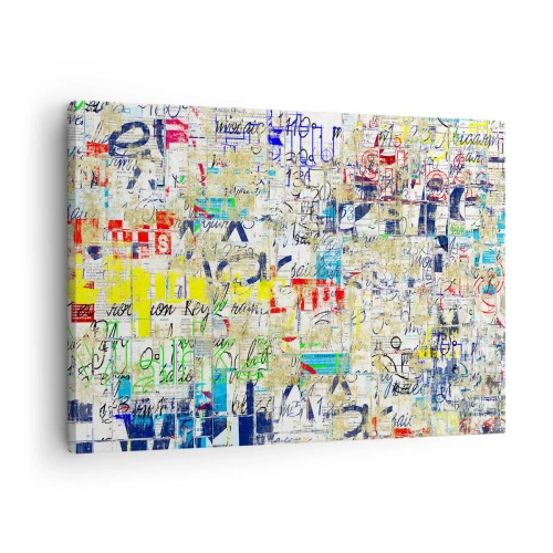 Bild auf Leinwand - Leinwandbild - Abstrakte Graffiti mit bunten Inschriften und Mustern - 70x50cm - Es freut einfach die Augen - Moderne Wanddekoration für Wohnzimmer und Schlafzimmer ARTTOR