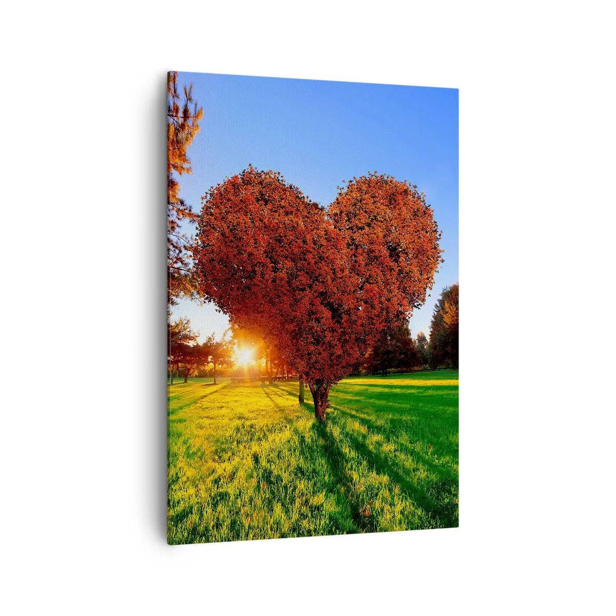 Bild auf Leinwand - Leinwandbild - Ein herzförmiger Baum in einer Herbstlandschaft - 70x100cm - Und wie man den Herbst nicht liebt - Moderne Wanddekoration für Wohnzimmer und Schlafzimmer ARTTOR