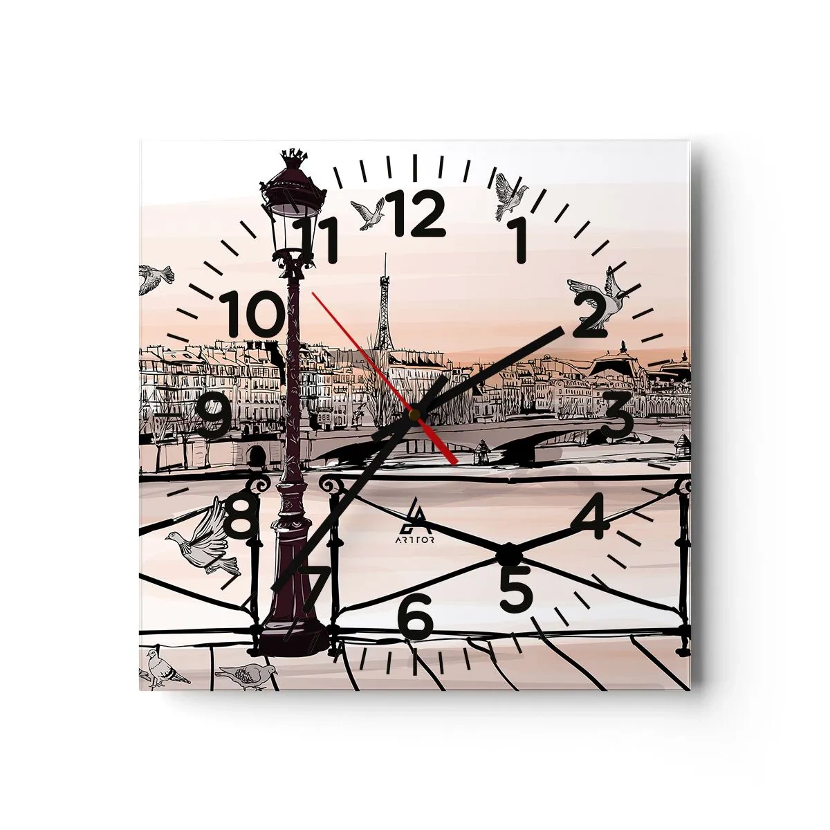 Wanduhr - Glasuhr - Über den Dächern von Paris - 30x30 cm