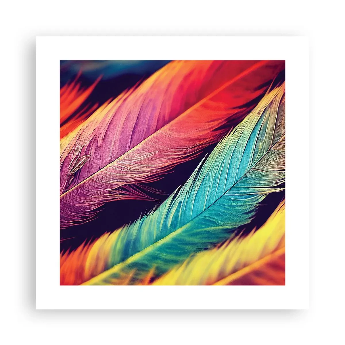 Poster - Gefiederter Regenbogen - 40x40 cm