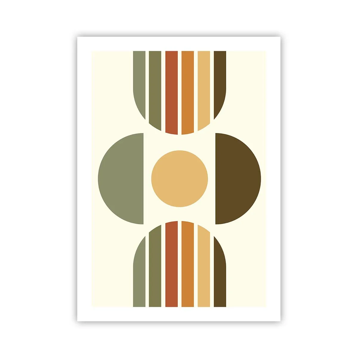 Poster - Abstraktes geometrisches Muster in Erdtönen mit Kreisen und Halbkreisen - 50x70cm - In Erdtönen - Moderne Wanddekoration für Wohnzimmer und Schlafzimmer ARTTOR